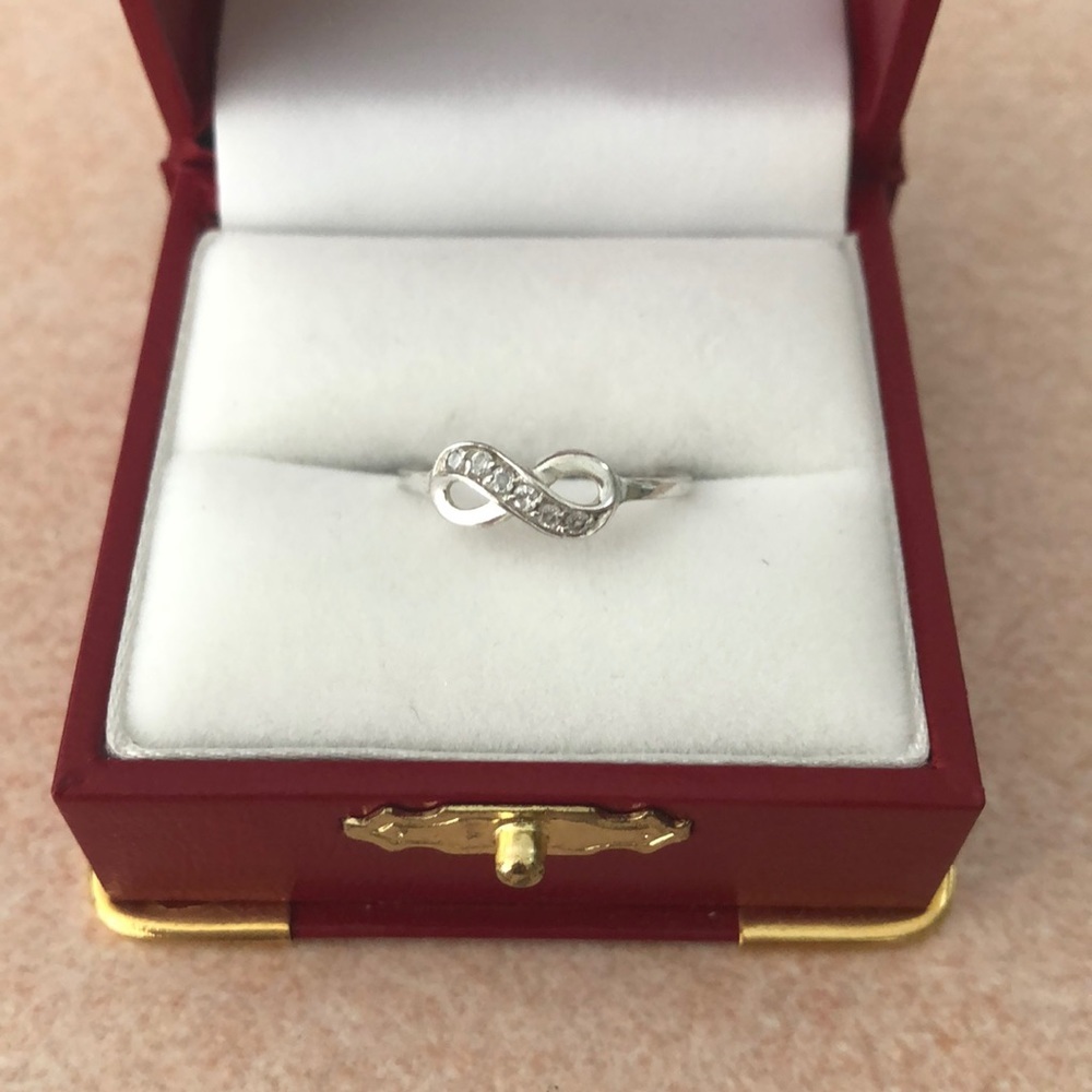 Cubic Zirconia Infinity Sign Sterling Silver Ring - Picture 2 of 4